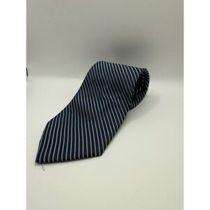 Giorgio Armani Navy Blue Striped Silk Tie, Made In Italy
